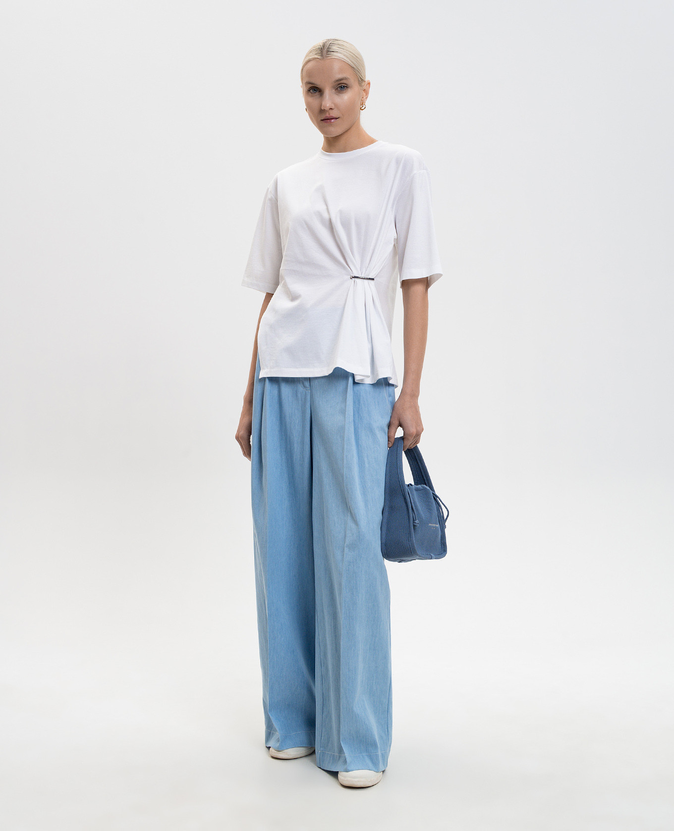 

Blue pants with logo Twinset, Light blue