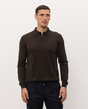 Castangia dal 1850 Dark brown wool and silk polo shirt CS5304