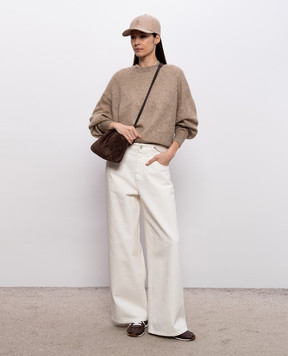 Brunello Cucinelli Beige silk blouse with monil chain MPC59DE310