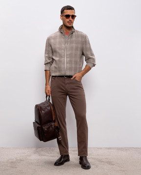 Brunello Cucinelli Beige checked wool, silk and linen jacket MZ4306580