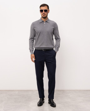 Stefano Ricci Gray cashmere and silk polo shirt K606434P30F26320