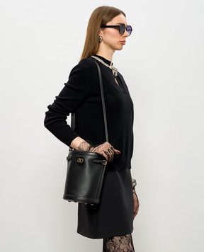 Valentino Black leather bucket bag VLogo 8W2B0S97YYQ