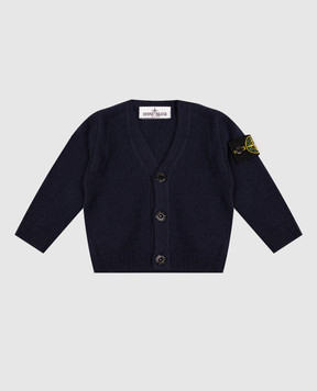 Stone Island Children's blue cardigan, hat and plaid set with wool and cashmere L2S16M200001S0M10