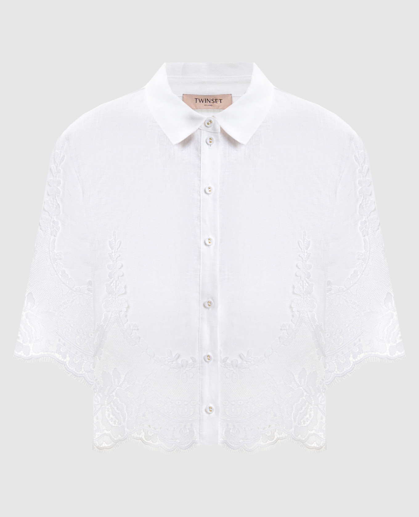 White linen blouse with lace