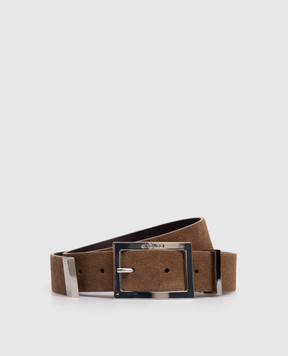 Dondup Brown suede belt with logo engraving WC326PL0671DXXX