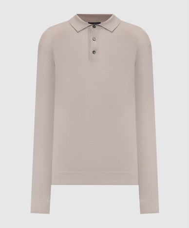 Beige cashmere polo shirt