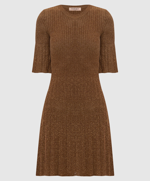 brown lurex dress self-portrait - Brown Lurex Knit Maxi Dress