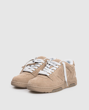 Off-White Out Of Office brown suede sneakers OWIA259F25LEA009