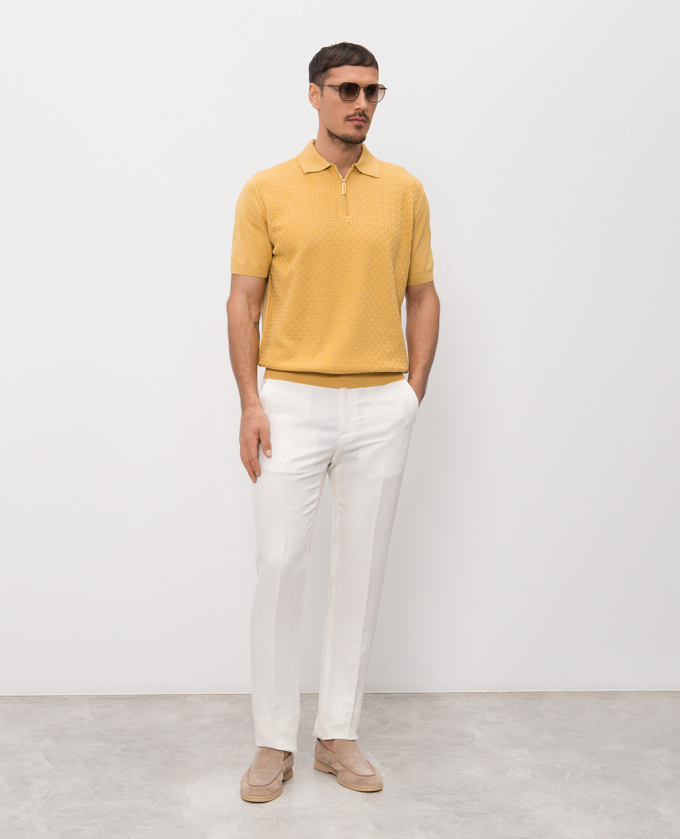 

Orange polo shirt with woven pattern Stefano Ricci