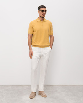 Stefano Ricci Orange polo shirt with woven pattern K212039P31F26195