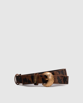 Twinset Brown leopard print napped leather belt 262TA4230
