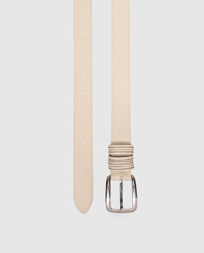 Peserico White leather belt with logo A32599C0CC768