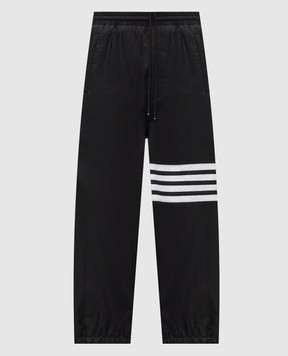 Thom Browne Black joggers with branded stripes MTU349CF1095