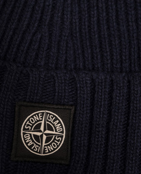 Stone Island Children's blue hat with wool and cashmere L2S16N100003S00M3