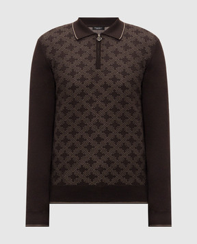 Stefano Ricci Brown cashmere and silk polo shirt K808120P30F26485