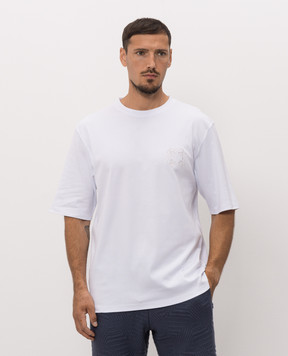 Stefano Ricci White T-shirt with monogram embroidery MNH6305460LUXT