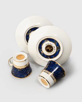 Stefano Ricci Set of porcelain coffee cups and saucers OTC002LAPIS2