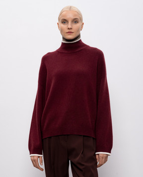 Brunello Cucinelli Burgundy cashmere sweater with monil chain M12527204