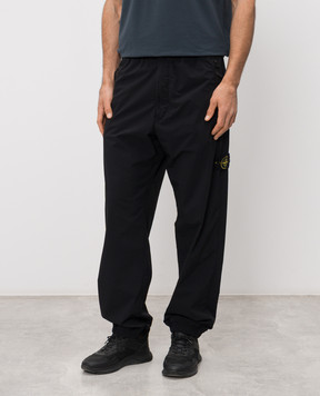 Stone Island Black joggers with logo patch L1S153100048S0375