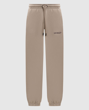 Off-White Beige joggers with logo print 44MCH057S26F001