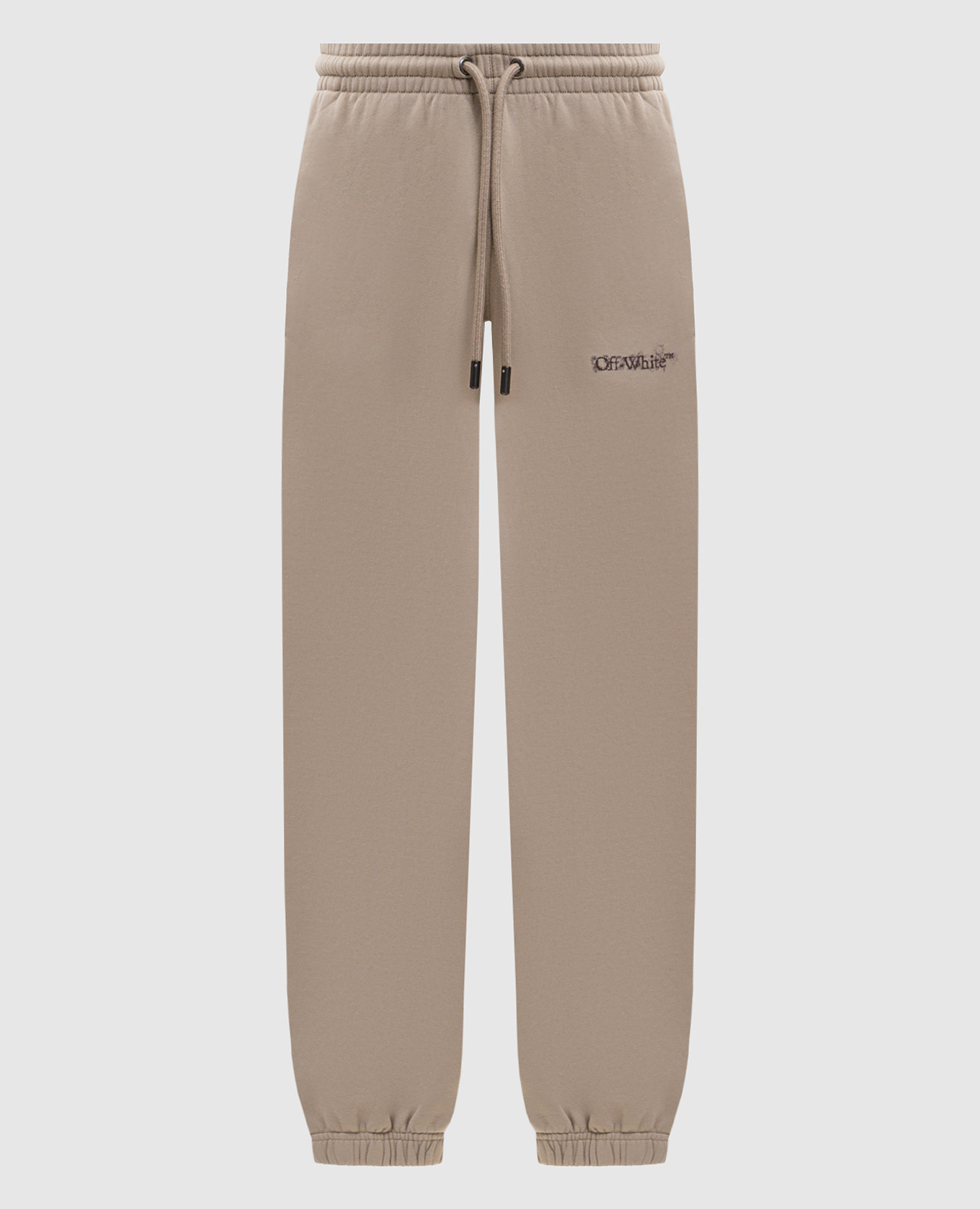 Beige joggers with logo print