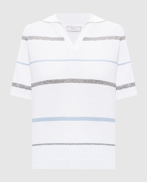 Peserico White striped polo shirt A99092F149173M