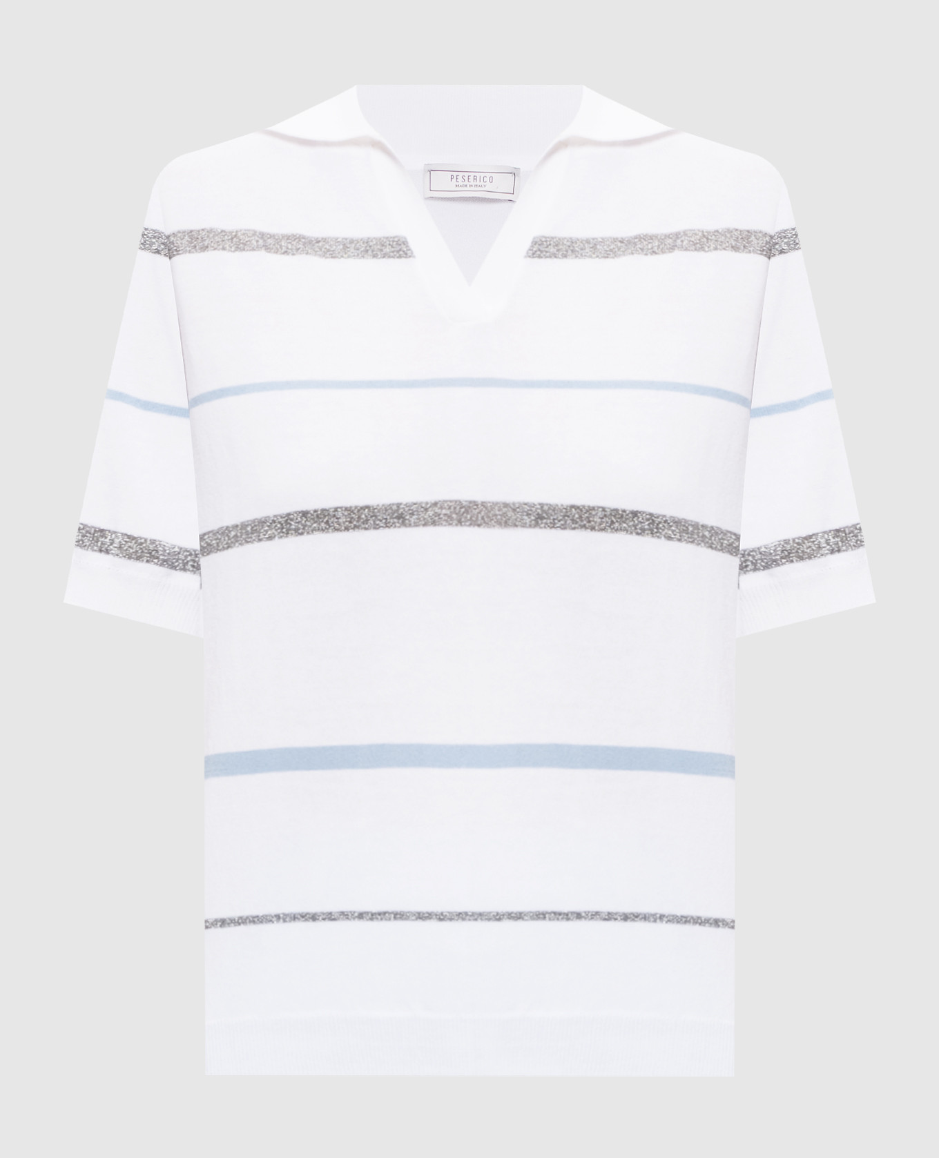 White striped polo shirt