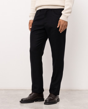 Stefano Ricci Black wool trousers with logo patch M8T63B0050T989U