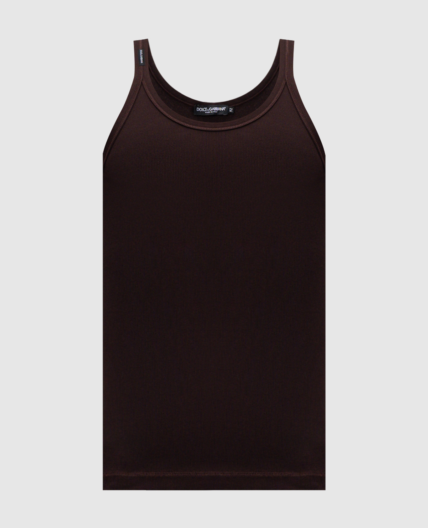 

Brown ribbed T-shirt with logo patch Dolce&Gabbana