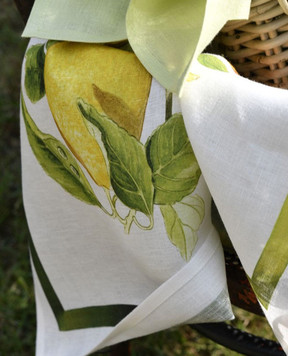 TESSITURA TOSCANA TELERIE White linen kitchen towel LIMONCELLO NC190004020067