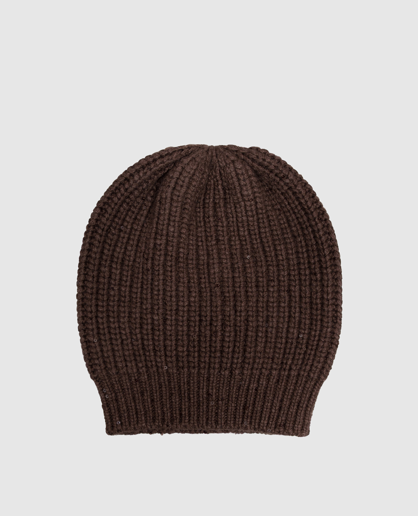 Brown cashmere and silk hat with sequins