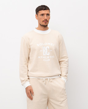 Brunello Cucinelli Beige melange sweatshirt with print MR8313380G