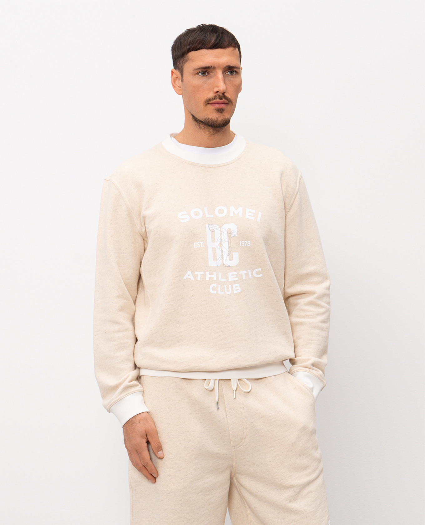 Beige melange sweatshirt with print Brunello Cucinelli 3
