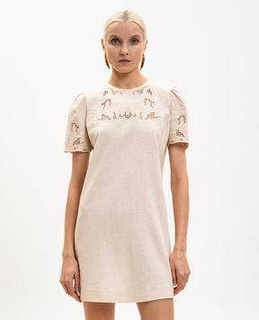 Twinset Beige mini dress with linen 261TP2310
