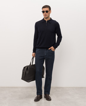 Castangia dal 1850 Blue wool and silk polo shirt CS5304
