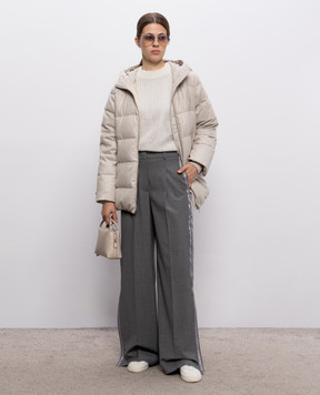 Peserico Beige down jacket with monil chain A24120DB1945