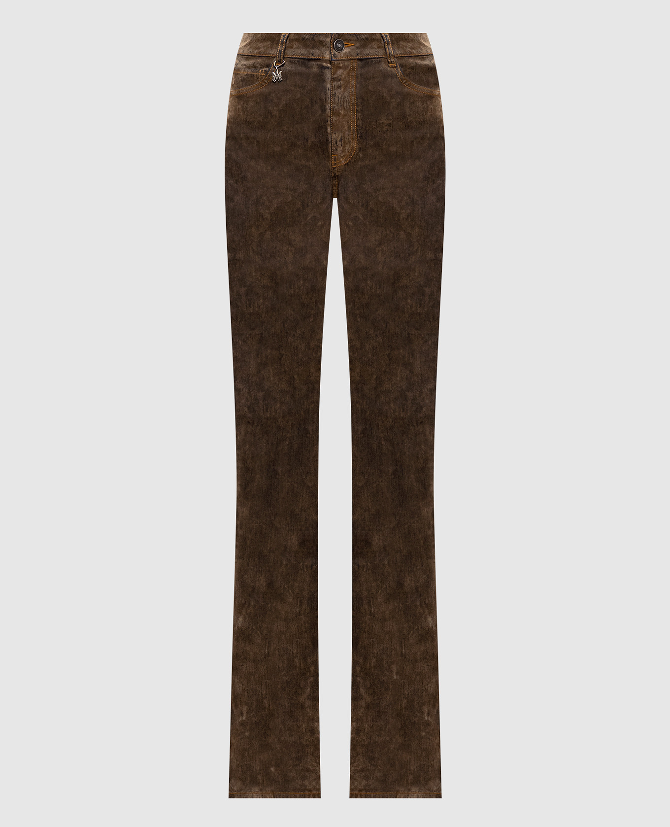Brown jeans with logo patch