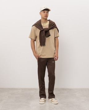 Palm Angels Brown sweatpants with logo embroidery PAMCJ002FB001
