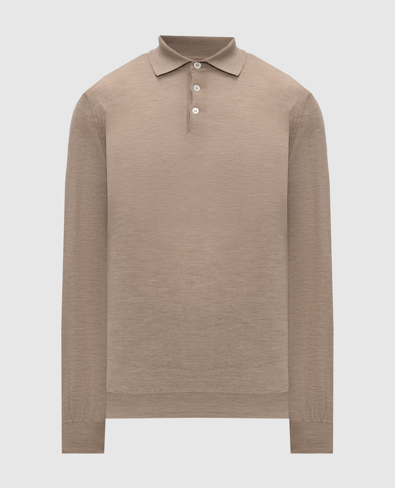 Beige wool and cashmere polo shirt