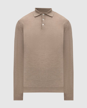 Brunello Cucinelli Beige wool and cashmere polo shirt M2400295