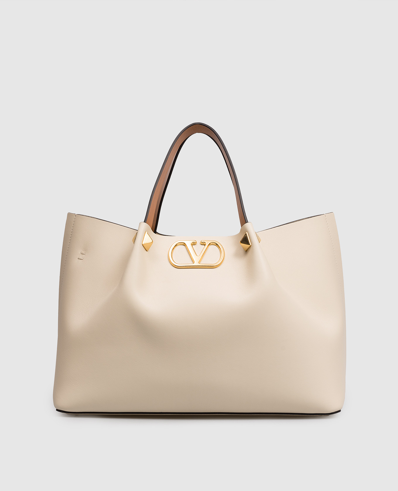 

Beige leather tote bag with logo Valentino