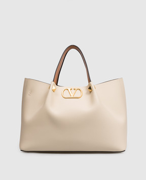 Valentino Beige leather tote bag with logo 8W2B0T01LSX