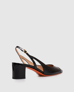 Santoni Black leather slingbacks with cutouts WDNC71546HA2NOGO
