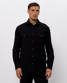 Marco Pescarolo Black wool shirt RIBOT5417