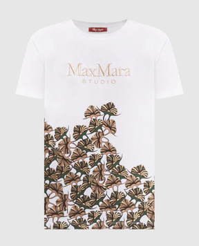 Max Mara White MSTPIACERE T-shirt with logo embroidery MSTPIACERE