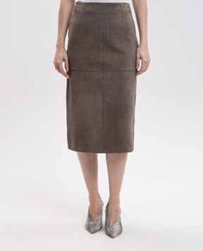 Max Mara Weekend Suede skirt PALMI khaki WKDPALMI