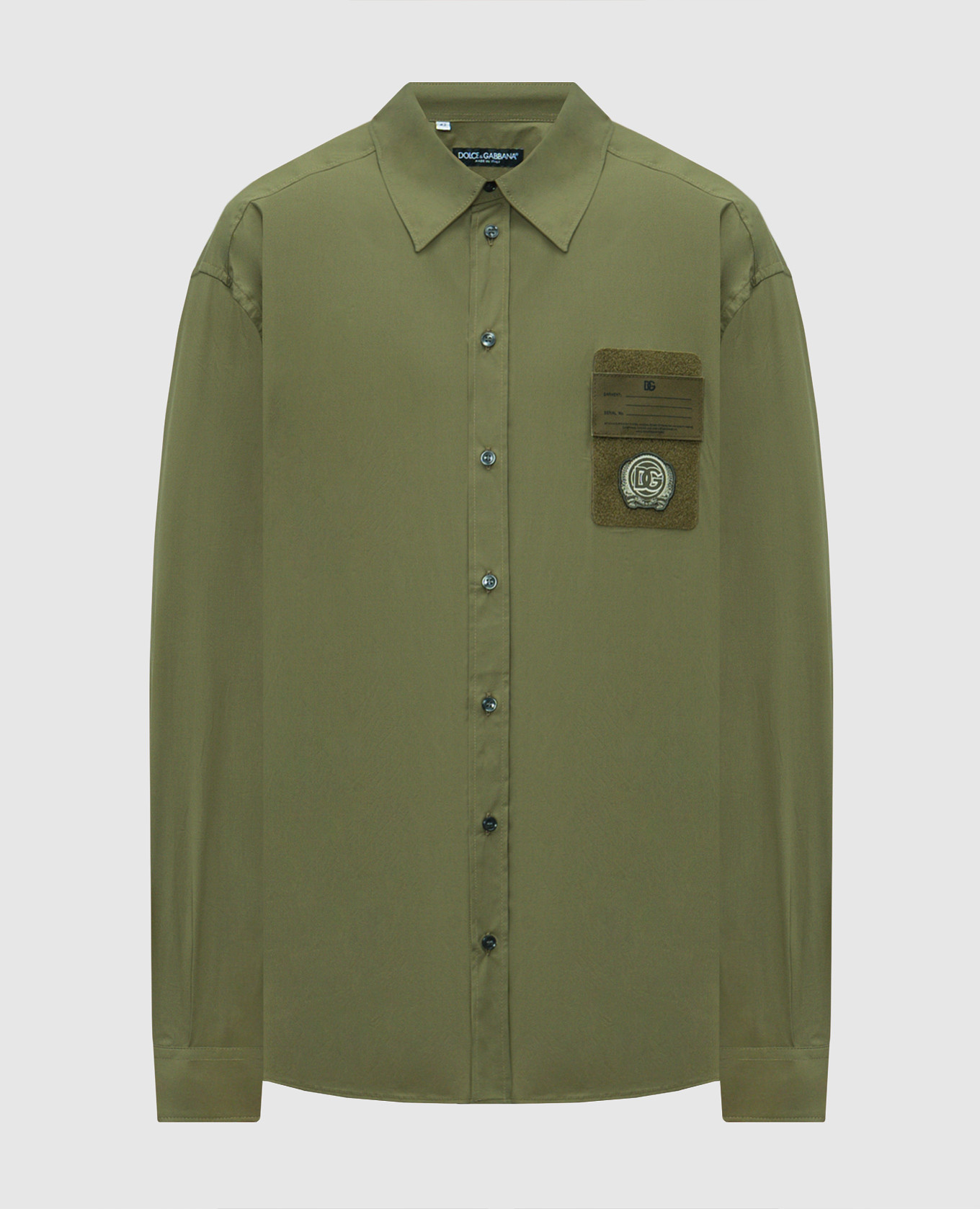 Khaki shirt with monogram logo patch Dolce&Gabbana