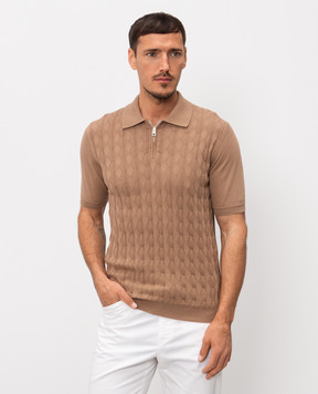 Cashmere&Whiskey Brown polo shirt with textured pattern M54268011
