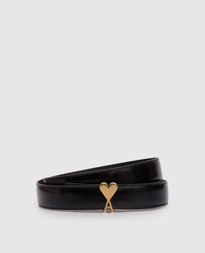Ami Paris Black glossy belt with emblem UBL209AL0139