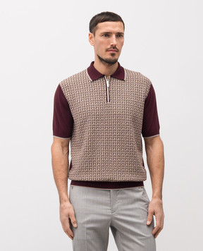 Stefano Ricci Burgundy polo shirt with silk in a contrasting pattern K414016P31F26167
